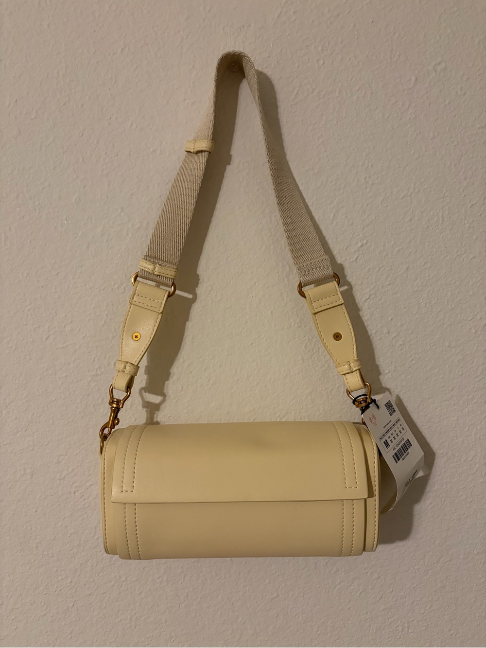 Zara Cream Barrel Crossbody with Removable Canvas Strap
